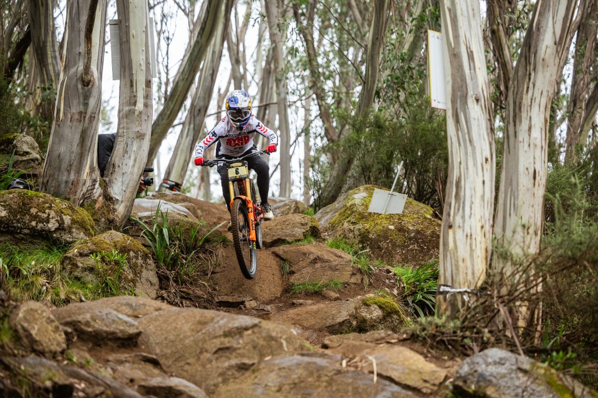 Mountain biker in action