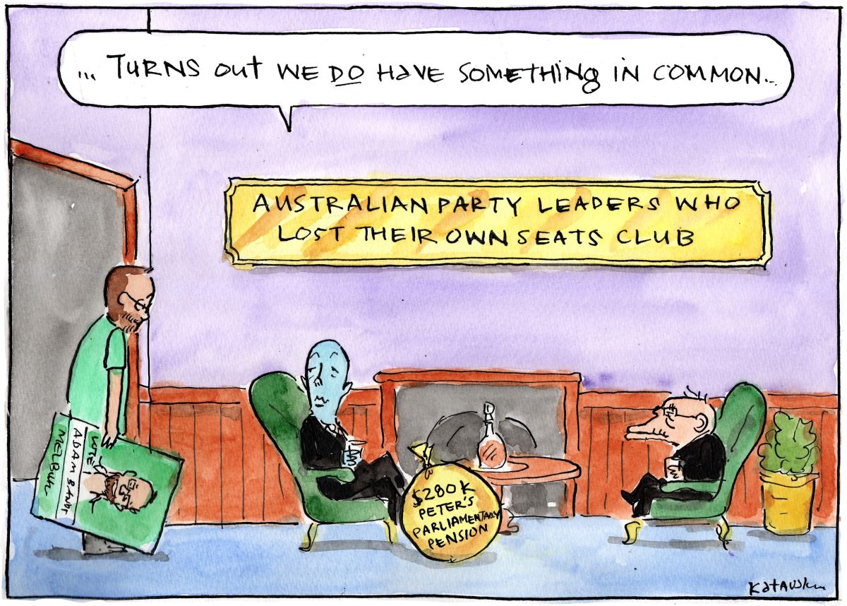 Cartoon of men on a sofa