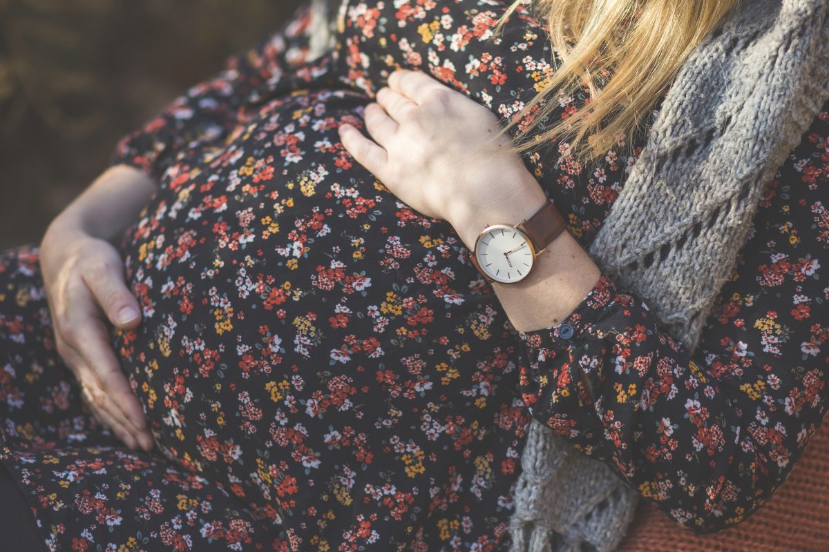 Close-up of pregnant woman's belly