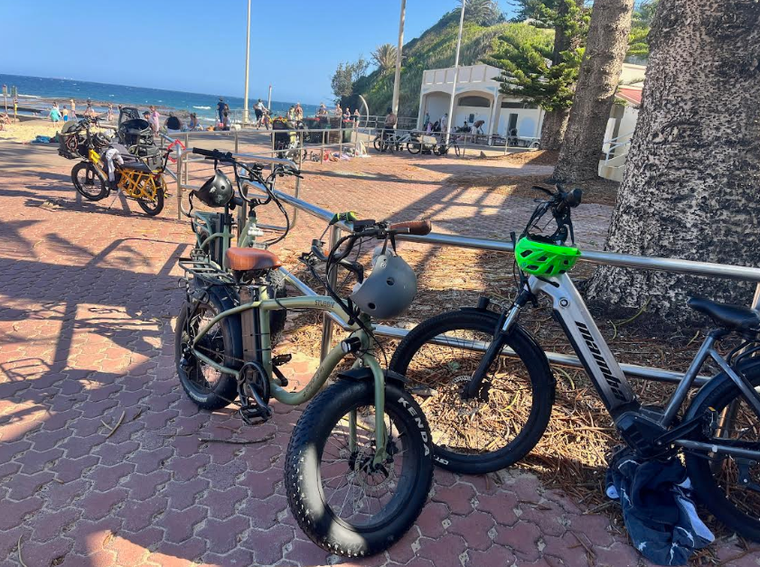e-bikes at Austinmer beach
