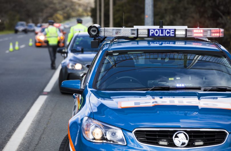 Roadside police random breath testing operation