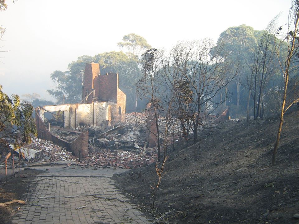 Thompson Drive, Tathra felt the full force of Sunday's flames. Photo: David Neyle Facebook.