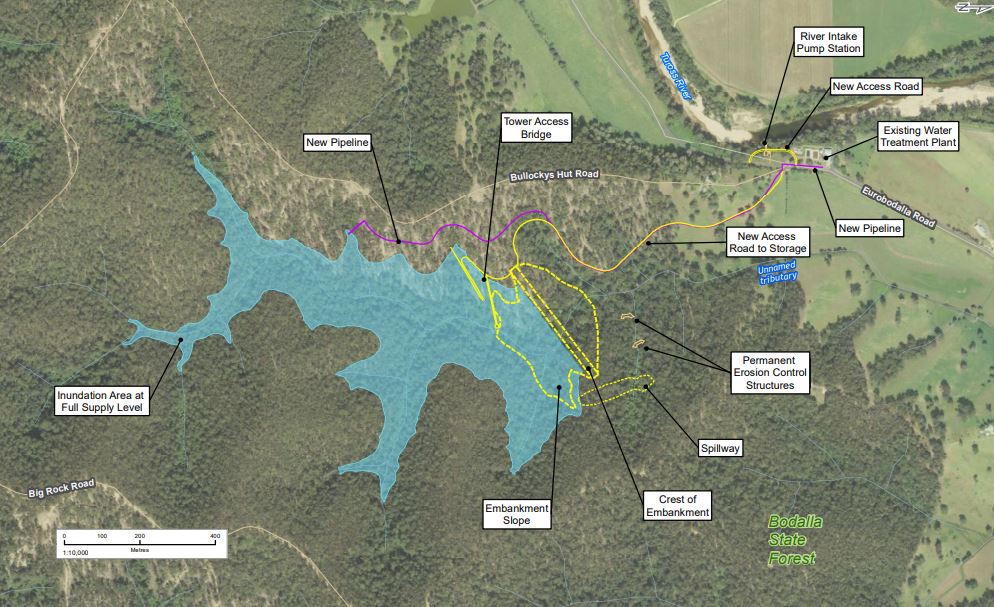 Plans for a new dam at Bodalla on the banks of the Tuross River have been released for public comment. Image: ESC.