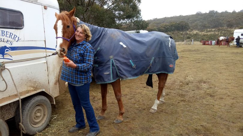 Wanda Egan from Nerriga reunited with her horse Rory. Photo: Judy Goggin.