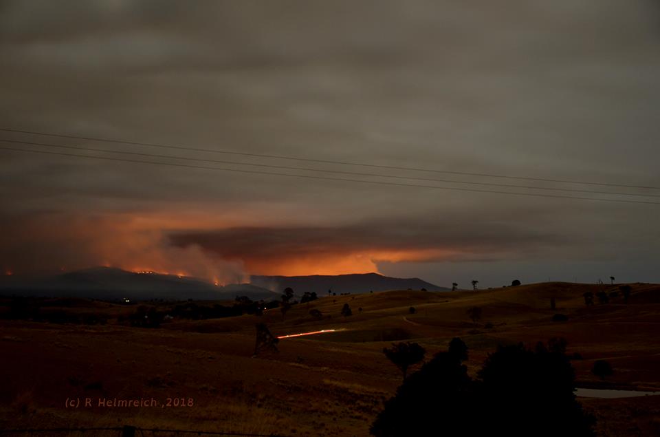 The skies of Bemboka, Numbugga, Brogo glowing orange, August 22. Photo: Rachel Helmreich.