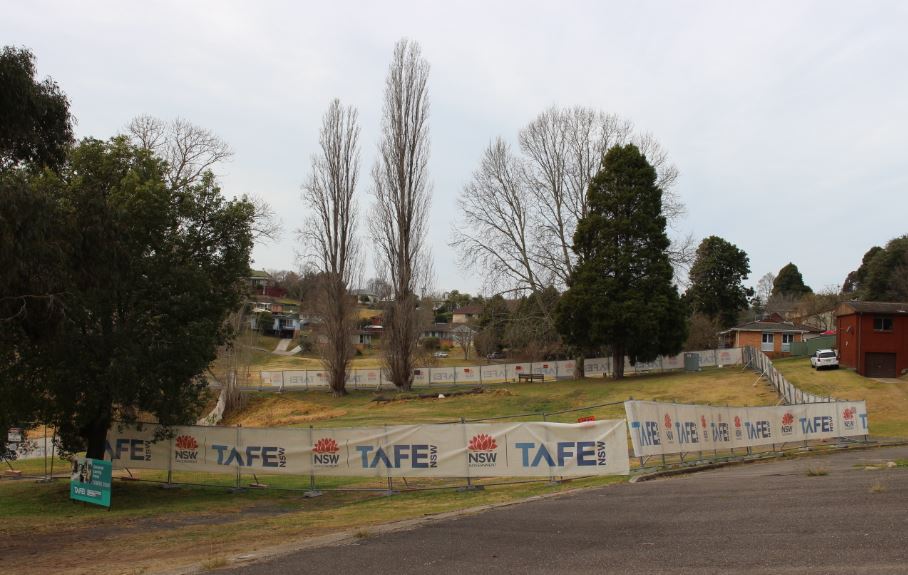 The site of Bega's new TAFE campus on Auckland Street, in the grounds of the old hospital. Photo: Ian Campbell.