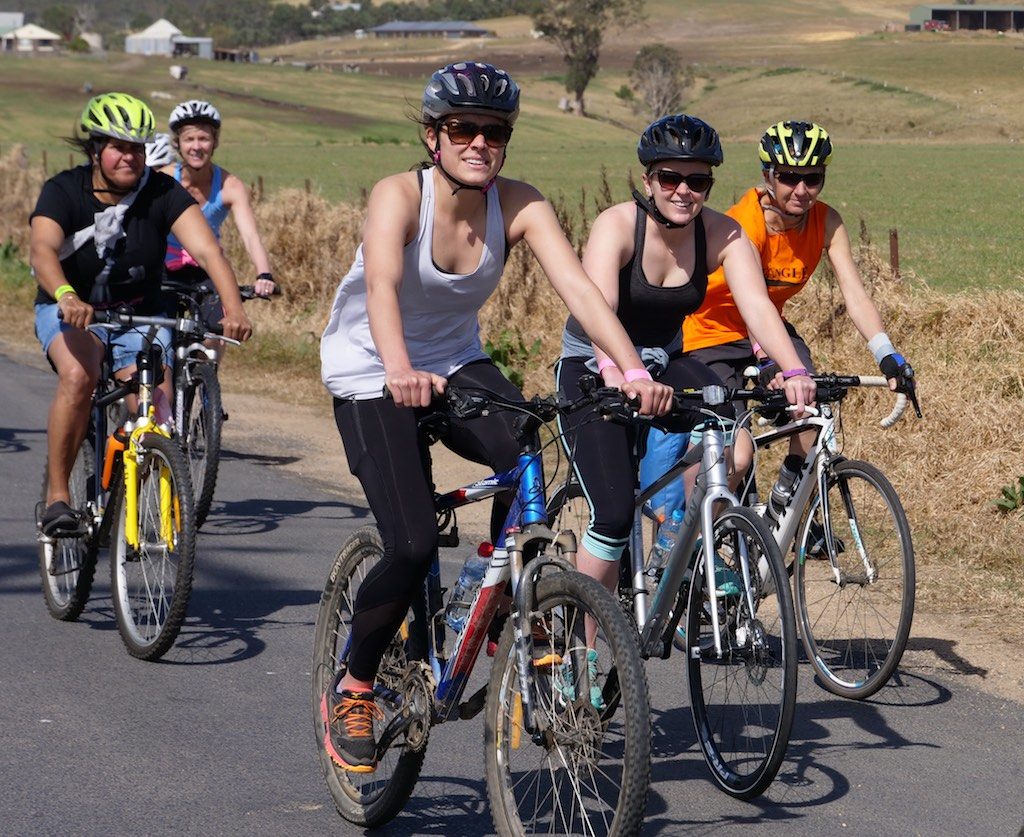 Riders in 2017 enjoying the community spirit of riding from Tathta to Bega, in 2018 the ride happens in reverse. Photo: Dave Gallen.