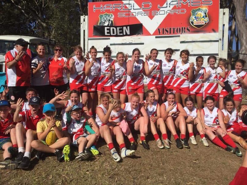The Eden Whalers Womens AFL team have claimed their third consecutive premiership. Photo: Supplied.