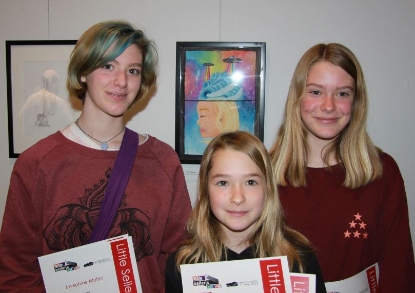 The Muller sisters, Josephine aged 16, Ruby 14, and Alison aged 10 all won awards in the Little Sellers Art Prize 2018. Photo: Supplied.