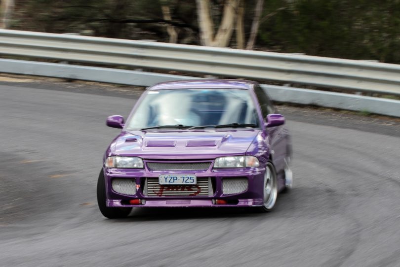Mitsubishi Lancer Evo in the top hairpin bend. Photo: Jo Helmers, Cooma Car Club.