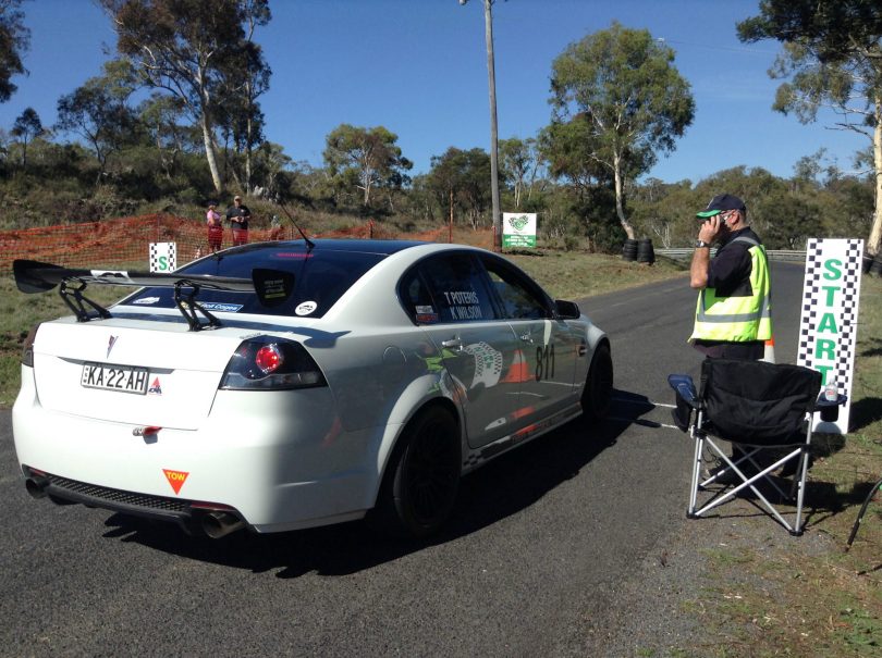 A Commodore SS at the start line ready to go. Photo: Jo Helmers, Cooma Car Club.