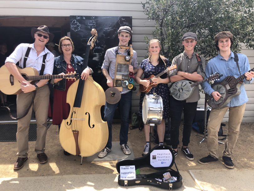 2018 National Busking Champions, Queensland's Haystack Mountain Hermits. Photo: Nathan Thompson.