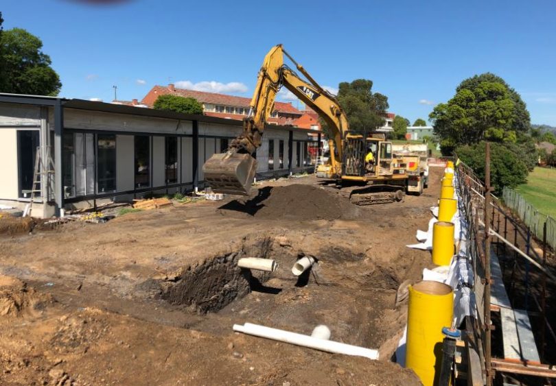 Work is progressing in the TAFE Connected Learning Centre in Bega. Photo: Ian Campbell.