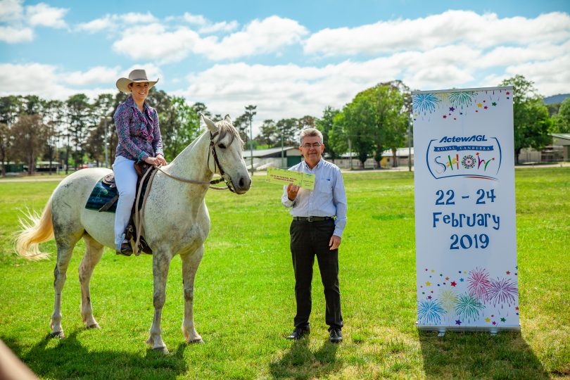 Royal National Capital Agricultural Society CEO Athol Chalmers announces the new Canberra Show ticket prices at Exhibition Park. Photo: George Tsotsos.