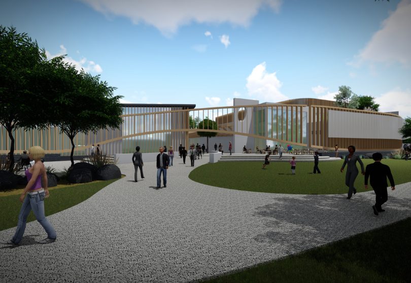 One of the concept designs for the new aquatic and arts centre at Mackay Park prepared by NBRS Architecture. Photo: ESC