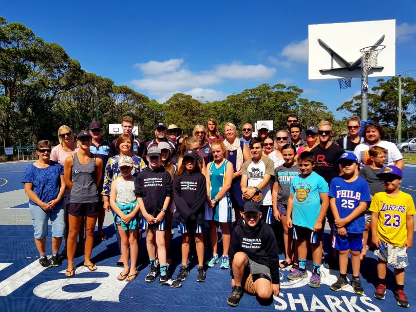 Leanne Atkinson with users of the Merimbula Baskeball Courts. Photo: Supplied.