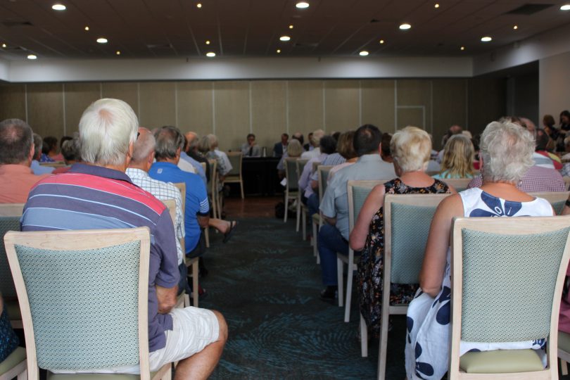 The Commonwealth Parliament of Australia came to Merimbula canvassing the impacts of Bill Shorten's plan to remove refundable franking credits for self-funded retirees.Photo: Ian Campbell.