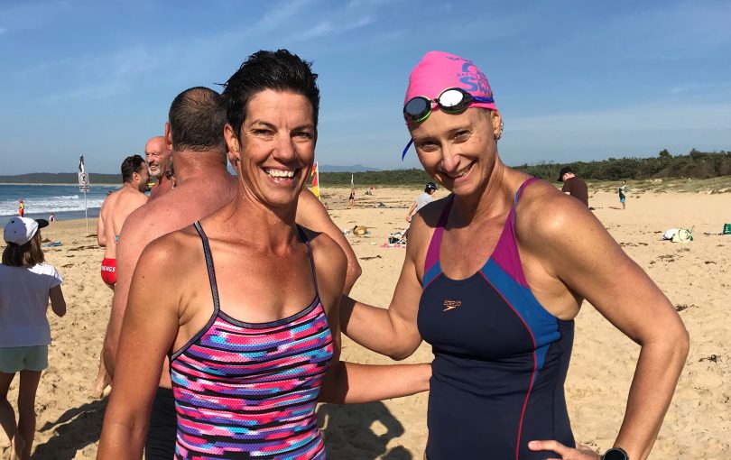 Womens Open winner Hayley Baker (right) and second placed Hannah Hobson. Photo: Alex Rea