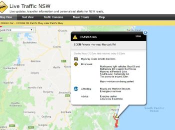 Princes Highway diversions at Eden – serious two-vehicle crash