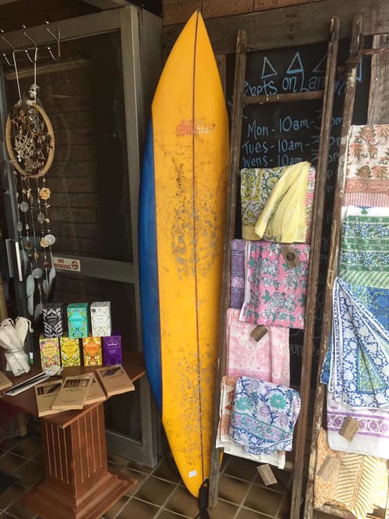 Robert's board as photographed in Markets on Lamont, Bermagui. Photo: Robert Bevern.