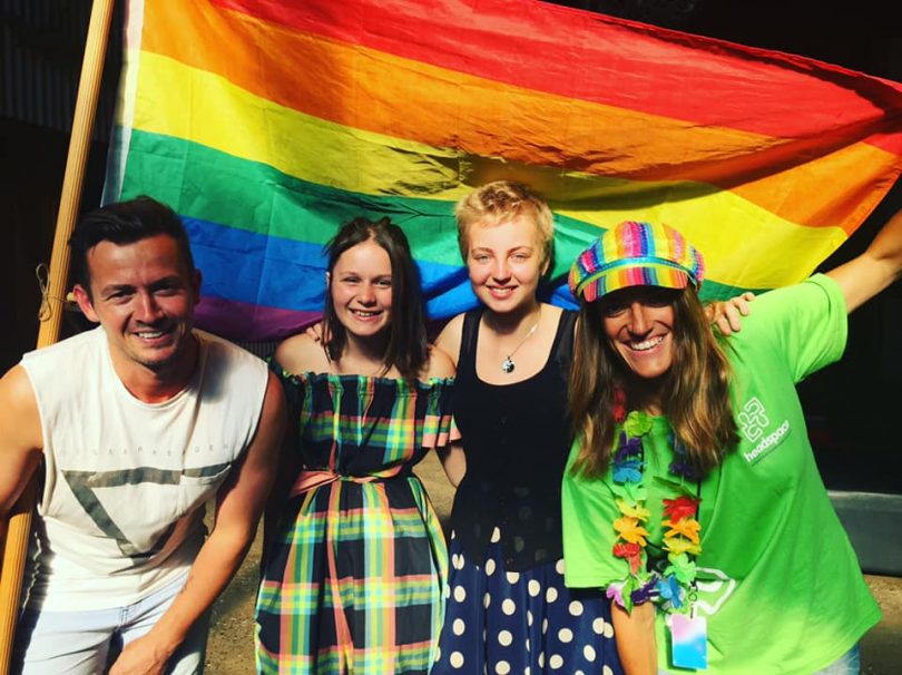 Dustin Taylor, Hannah Welsford, India and Carly McDonald are ready to celebrate at Rainbow Wave Festival on Saturday, 13th April. Picture: provided.