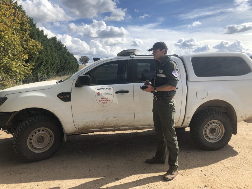 Game Licensing Unit Inspector on patrol in Belanglo State Forest over the Easter long weekend. Photo: NSW DPI.