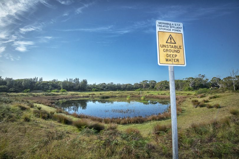 Dunal exfiltration ponds currently used by BVSC impact groundwater and Aboriginal heritage. Photo: Brent Occleshaw for BVSC.