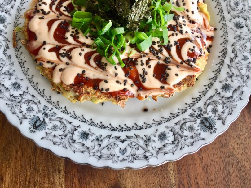 Delicious and colourful fare at Boneless - Okonomiyaki Pancake. Photo Lisa Herbert