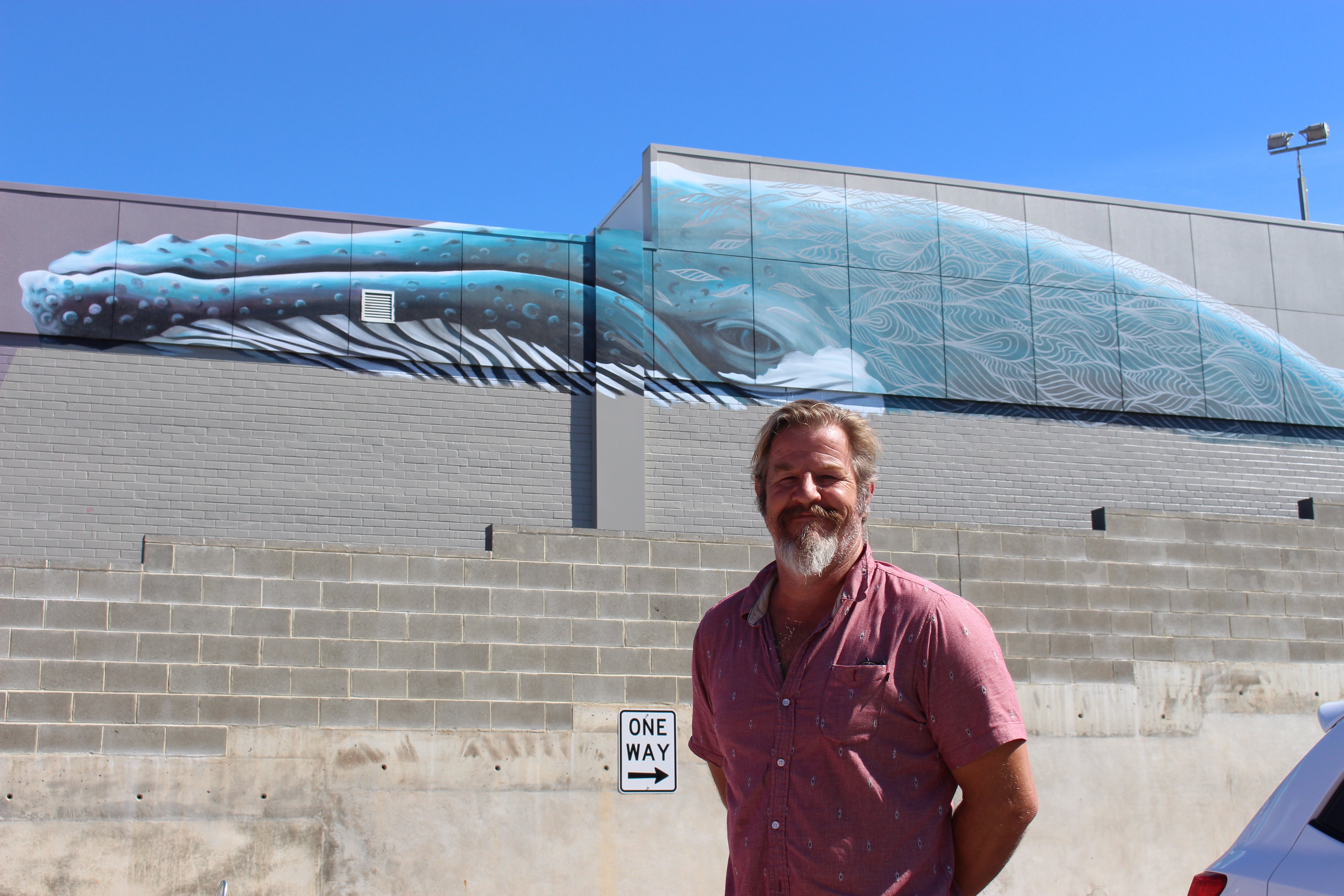 Merimbula whale mural grows as town watches on
