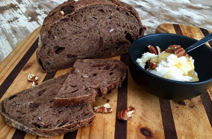 Smother your chocolate pecan sourdough in ricotta and honey. Photo Lisa Herbert