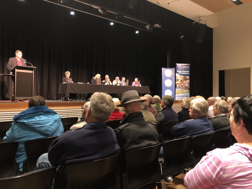 About 60 people turned out to 'Meet the Candidates' in Bega last week. Photo: Ian Campbell.