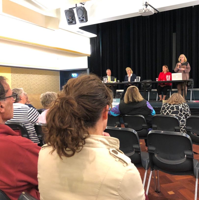 Around 50 people turned out for the Gilmore Meet the Candidates forum in Batemans Bay on Tuesday night. Photo: Ian Campbell.