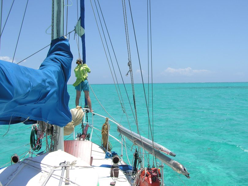 Jackie looking for reefs, coming onto the Bahamas. Photo: Supplied