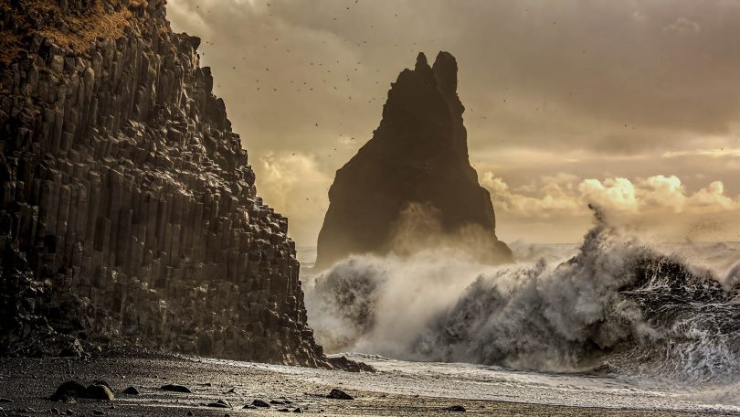 "In Iceland you can feel the power of the elements" Reynisfjara Beach at Vik, Iceland. Photo Peter Hannan.