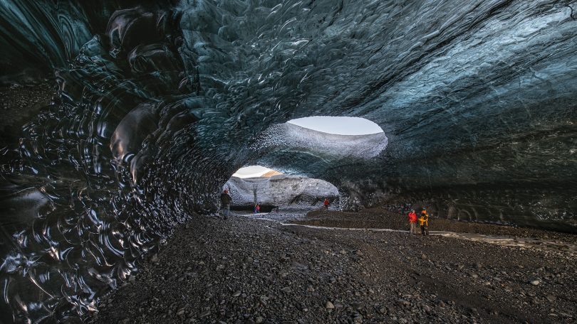 "The power of the elements" Ice Cave 'Treasure Island' at Vatnajokull, Iceland. Photo: Peter Hannan