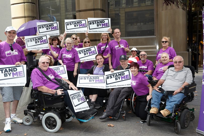 NSW DAA #Stand By Me Rally for Disability Advocacy Funding in Martin Place, Sydney in February 2019. Photo: supplied. 