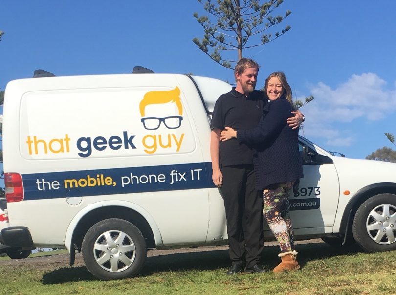 Jason and Jess live and work in Bermagui, running That Geek Guy. Photo: Supplied. 