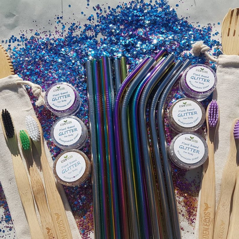 Shannon's focus is to replace plastic items that we use most often and that are most harmful to the environment first. Bamboo toothbrush's, metal drinking straws and glitter made from gum leaves are all available at her online store. Photo: Eden Ecos Facebook. 