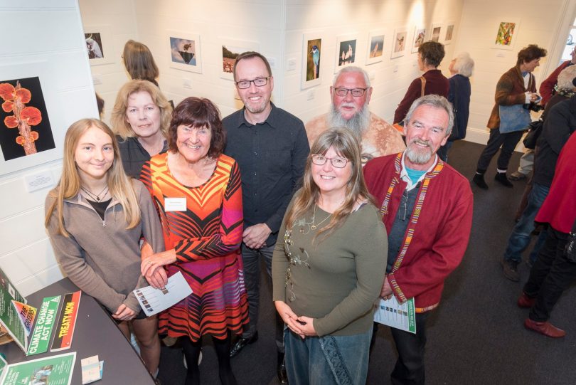 Pictured at the opening of Animals in the Wild photo exhibition this weekend are L to R: Local photographers Tess Poyner of Dalmeny, Margaret Craig of Tuross Head, Susan Cruttenden of SAFE, Greens MP David Shoebridge, photographers Julie and Leo Armstrong of Tura Beach and Eurobodalla Shire Greens Councillor Pat McGinlay. Picture by Gillianne Tedder