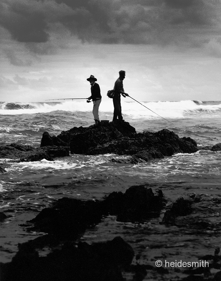 Manning Clarke and his son Axel rock fishing. Photo Heide Smith