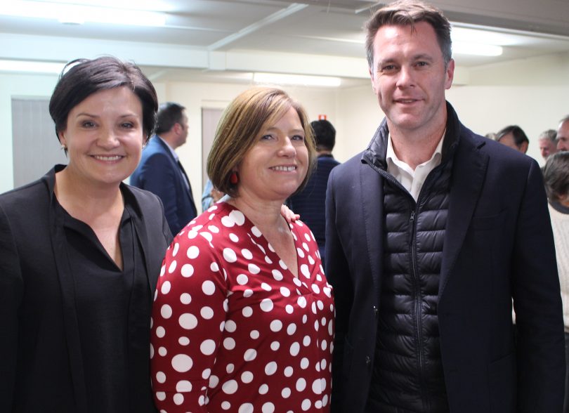 Member for Straithfield - Jodi McKay, local labor canddiate - Leanne Atkinson, and Member for Kograh - Chris Minns. Photo: Ian Campbell.