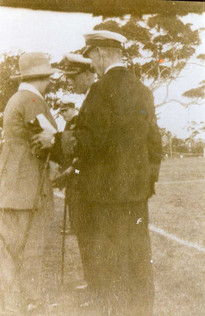 Grainy photo of Vida Greentree meeting the Prince of Wales at Richmond NSW in 1920. Photo: Supplied.