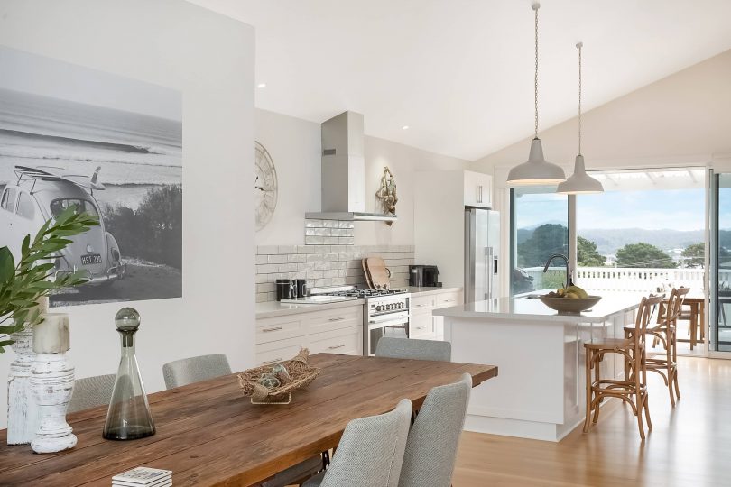 Imagine preparing food for friends in this light-filled kitchen. Photo: supplied