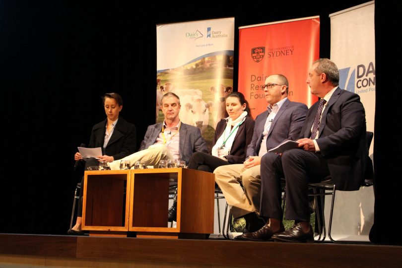 Annabel Johnson - NSW Farmers, Prof Sergio Garcia - Uni of Sydney, Dr Helen Golder - Livestock Scientist and Vet, Michael Perich - Director Leppington Pastoral Company, Michael Johnsen - NSW Parl Sec Agriculture and Resources. Photo: Ian Campbell.