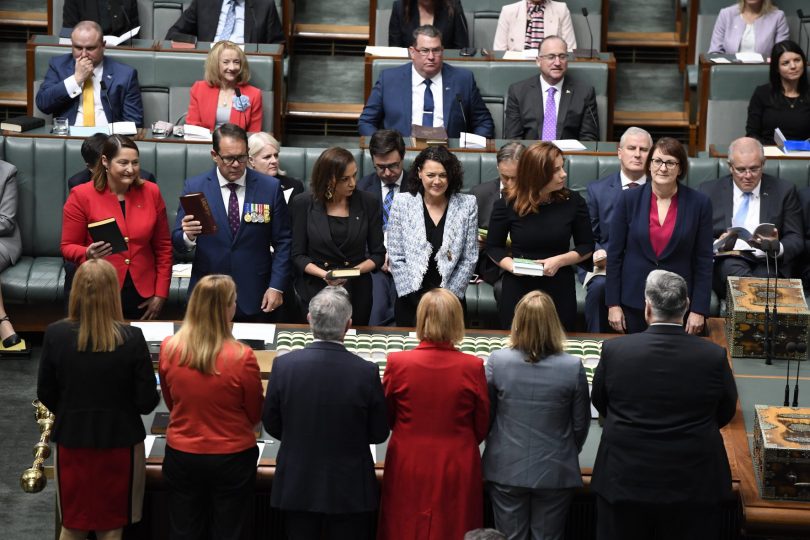 Fiona Phillips taking her place in the 46th Parliament of Australia. Photo: Fiona Phillips MP Facebook.