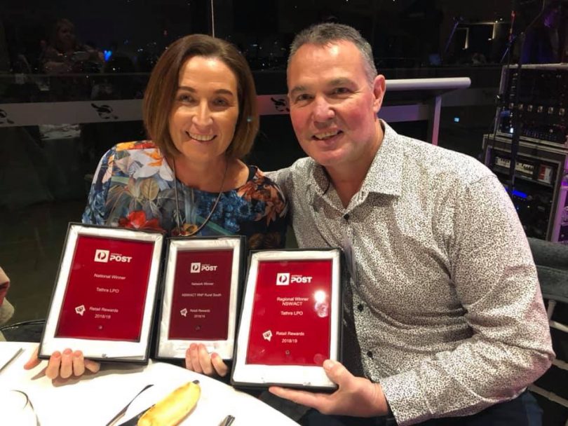 Deb and Ian Alker of Tathra Post Office are the national winners of the 2019 Australia Post Retail Awards for a Licenced Post Office. Photo: Supplied. 
