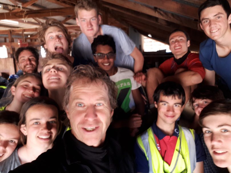 Dean Turner [centre] with the 2018 Sea to Snow students. Photo: Supplied. 