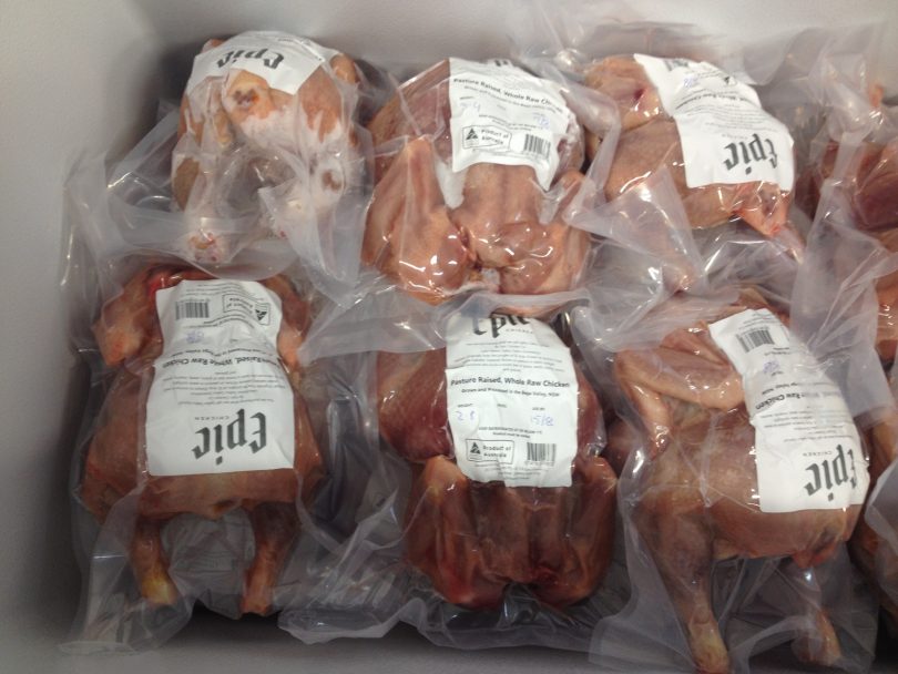 Bega Valley Eggs meat chicken is branded 'Epic' because it's so good to eat! Photo: Elka Wood. 