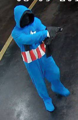 Captain America robbed a business at Batehaven on September 5. Photo: South Coast Police District. 