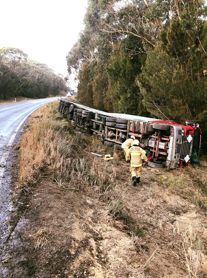 Eden fireries respond to B double roll over, driver safe